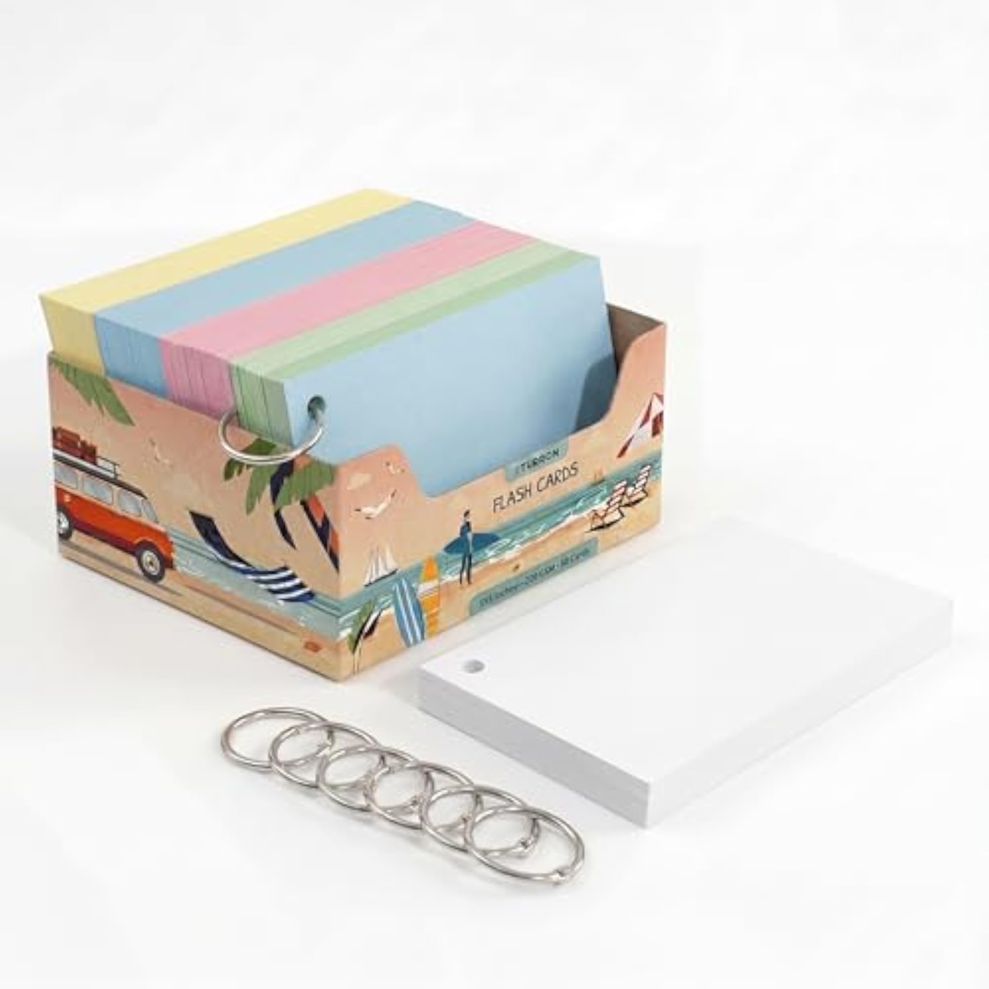 Blank Index Flash Cards with Binder Rings, Pack of 300